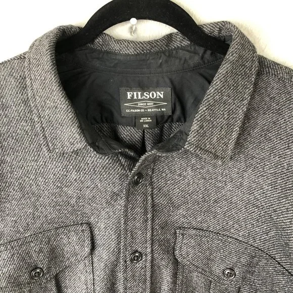 Filson Shirt Jacket Mens 2XL Gray Wool Blend Button Up Seattle Workwear Outdoor - Picture 7 of 15
